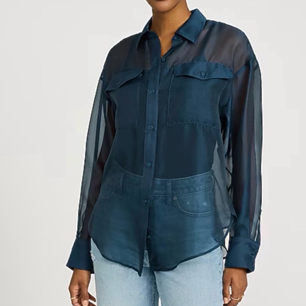 Express Sheer Blue Button-Down Shirt